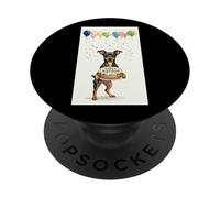 Miniature Pinscher Birthday Dog Mom Min Pin Cake Balloons PopSockets Adhesive PopGrip