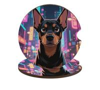 Miniature Pinscher Car Cup Coasters 2 Pack Absorbent Cup Holder Coasters with A Finger Notch and Cork Base Cute Wood Coaster Cars Interior Accessories for Women Men