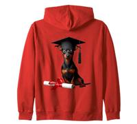 Miniature Pinscher Dog Graduation Cap Graduate Owner School Zip Hoodie