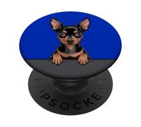 Miniature Pinscher Funny Peeking Pocket Min Pin Puppy Dog PopSockets Adhesive PopGrip