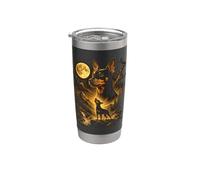 Miniature Pinscher Howling to The Moon Wilderness Scene Stainless Steel Insulated Tumbler
