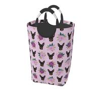Miniature Pinscher Lavender Florals, Laundry Hamper, Collapsible Laundry Basket Large Durable Storage Bin with Handles 50L