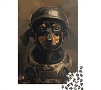 Miniature Pinscher Soldier Puzzles for Adults,1000 Piece Jigsaw Puzzles for Adults, Paper Puzzle Fun Decompressing Game 1000pcs (38x26cm)