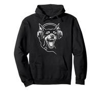 Miniature Pinscher With Headphones DJ Music Dog Lover Pullover Hoodie
