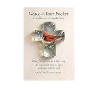 Miniature Pocket Cross - 8x6cm Shatterproof Acrylic Christian Cross with Message | Easter Gift Symbol of Faith Hope Prayer | Religious Lucky Charm to Keep in Your Pocket