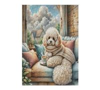 Miniature Poodle 300 Piece Jigsaw Puzzle for Adults Cute Pet Animals Long Weekend Project Satisfying Challenge No Duplicate Pieces for Hobbyists 300 PCS