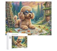 Miniature Poodle 500 Piece Jigsaw Puzzles Suitable Adults Children Cute Pet Jigsaws Stress Relief Students Colourful Challenge Great Gift Dorm Decor 500 PCS