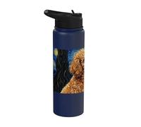 Miniature Poodle Dog Van Gogh Starry Night Stainless Steel Insulated Water Bottle