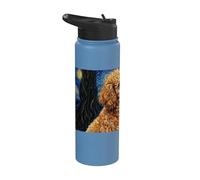 Miniature Poodle Dog Van Gogh Starry Night Stainless Steel Insulated Water Bottle
