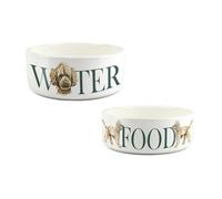 Miniature Poodle Pet Bowl Set - Painted Dog Portraits by Rhiannon Chauncey - Small & Large White Ceramic Food/Water Dishes For Dogs (Set of 2)
