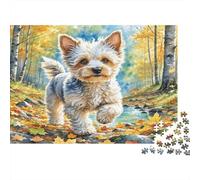 Miniature Poodle Thick Paper Terrier Running in Autumn Forest Jigsaw Puzzle Bundle Boredom Buster Puzzle Gift 38x26cm/1000pcs