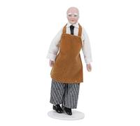 Miniature Porcelain Doll Model Dollhouse Ornament Doll Chef Man Servant Movable Ceramic Doll for Home Decoration Gift(Owner)