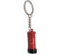 Miniature Post Box Keyring, British Souvenir Keychain, Red Post Box with Scottish Tartan Header Card