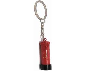 Miniature Post Box Keyring, British Souvenir Keychain, Red Post Box with Scottish Tartan Header Card