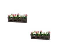 Miniature potted plants, micro-scale fence flower set with artificial floral ornaments, home décor photography props and models, suitable for cotton dollhouses and miniature scale model toys. (e)