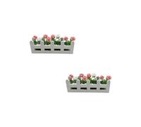 Miniature potted plants, micro-scale fence flower set with artificial floral ornaments, home décor photography props and models, suitable for cotton dollhouses and miniature scale model toys. (b)