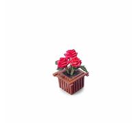 Miniature Potted Rose Dollhouse Decor, Red | Solid Construction, Miniature , Collector Exhibit, For Adult Crafters