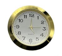 Miniature Quartz Clock Insert, Round Quartz Clock, Fit Up Movement, Miniature Clock, White Dial, Gold Trim, Stainless Steel Back, Fit for Kitchen, Home, Living Room, Bedroom, School
