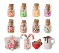 Miniature Rainbow Candy Display Set 12 Pcs Clear Glass Sweet Jar Christmas Dessert Slices Dollhouse Scene Decoration Dollhouse Furniture Accessories