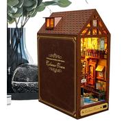 Miniature Reading Alley - Handcrafted Timber Puzzle Scene, Illuminated Decorative Story Corner, Artistic Bookshelf Insert Diorama, Detailed Fantasy Street Display, Collectible Handmade Literary
