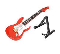 Miniature Red Electric Guitar Model, Electric Guitar Decoration Craft, Lifelike Mini Guitar Ornament Made of Basswood, Music Instrument Desk Decor for Office Living Room