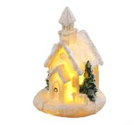 Miniature Resin Village Houses with LED Lights and Figurines for Creating Inviting Holiday Scenes on Dining and Entryway Tables (302 and D)