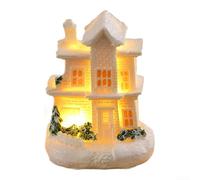 Miniature Resin Village Houses with LED Lights and Figurines for Creating Inviting Holiday Scenes on Dining and Entryway Tables (302 and 302 E)