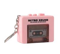 Miniature retro recorder tape keychain cassette player design built into music box and features vintage key chain