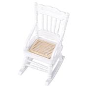 Miniature Rocking Chair, 1:12 Scale Dollhouse Furniture (White) | Handcrafted wood, woven texture, elegant design, versatile use