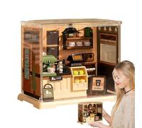 Miniature Room Kit | Desk Decor Doll House Kit - Educational Miniature Coffee Shop Kitchen Assembly Toys for Bookshelf Bedroom Study Living Room