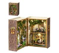 Miniature Room Kit Garden/Forest/Shop Crafts Hobbies Adults Gifts for Teens Decor for Women/Men Christmas Kit Booknook for Cottage Wooden Books Design LED