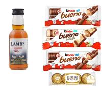 Miniature Rum |Kinder Chocolate Gifts |Mini Rum Gifts | Christmas Gifts | Birthday Gifts | Luxury Gifts| Dark Rum| Spiced Rum| (Lambs Navy Rum)
