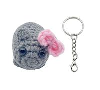 Miniature Sad Hamster Keychain Soft Crochet Sad Hamster Holder Stress Relief Emotional Support Toy with Music Function