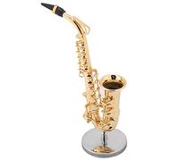 Miniature Saxophone, Brass Golden Miniature Alto Saxophone,Mini Musical Instrument Model with Stand and Case Miniature Tenor Saxophone for Home Decoration Gift