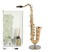Miniature Saxophone - Gold Plated Brass Collectible Instrument | Display Stand Case Included, Perfect for Decor Christmas Birthday Music Lovers 5.71x3.15x1.57 inches