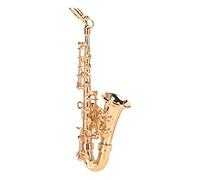 Miniature Saxophone Musical Instrument Fashion Lapel Pin Mini Brooch Model with Red Velvet Lined Case Christmas Birthday Gifts Decoration and Ornament Brass for Men Women