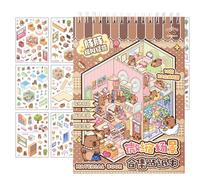 Miniature Scene Sticker Book, 3D PET + Paper Cartoon House Decals, Creative Dreamland Landscape Stickers for Kids and Adults, Stress Relief Activity for Home, School, Craft Time or Travel Fun