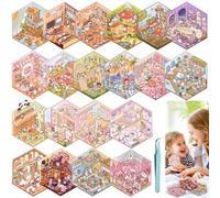 Miniature Scene Sticker Book - 50 Sheets Creative Scene Stickers for Adults,Scene Book, DIY 3D Sticker Art Therapy for Cozy Corner Decor, Japanese Style Sticker Book