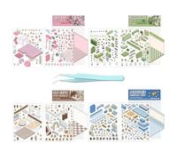 Miniature Scene Sticker Set, Miniature House Sticker Kit - Effect Relaxing Decals - Cabin Scene Decals, Set of 4 Hand Account Stickers, Landscape Planning Stickers for Kids