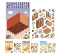Miniature Scene Stickers, 3D Effect Stress Relief Stickers, Cartoon Landscaping Decals for Craft Enthusiasts Notebook Scrapbook Greeting Card Teachers Teens Kids Adults
