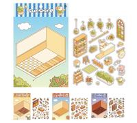 Miniature Scene Stickers | 3D Effect Stress Relief Stickers,Cartoon Stress Relief Decals for Craft Enthusiasts Adults Teens School Activity Greeting Card Scrapbook Account Book