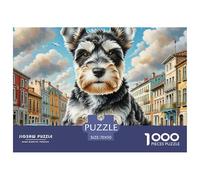 Miniature Schnauzer 1000 Pieces Premium Jigsaw Puppy Age 3+ Cool Collage Effect, Home Decoration, Educational, Challenging Puzzle Games 70x50cm/1000pcs