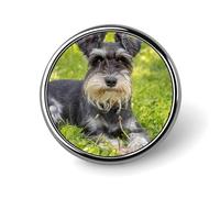 Miniature Schnauzer Badge,Comfort Light in Weight Round Emblem Cute Funny Decor Brooch Smooth Does Not Fade Badges for Hats Jackets Coat Shirt