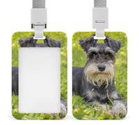 Miniature Schnauzer Badge Holder,Durable Sturdy Lanyard Badge Protector Push-Pull Type Adjustable Fashionable Work ID Cover for Metro Nurse Office