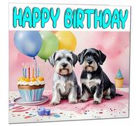 Miniature Schnauzer Birthday Card - Fun Dog Birthday Card 145 x 145mm