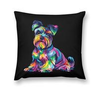 Miniature Schnauzer Colorful Dog Plush Pillowcase Square Throw Pillow Cover Soft Cushion Case for Sofa Bedroom Car 24 "x24 "