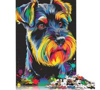 Miniature Schnauzer DJ Neon Jigsaw Puzzles for Adults 1000 Piece Puzzles for Teenagers Wooden Jigsaw Puzzle Entertainment Toys Gifts 1000pcs (75x50cm)