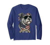 Miniature Schnauzer Dog American Flag 1776-2026 Long Sleeve T-Shirt