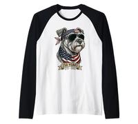 Miniature Schnauzer Dog American Flag 1776-2026 Raglan Baseball Tee