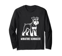 Miniature Schnauzer Dog Breed Outline Art Long Sleeve T-Shirt
